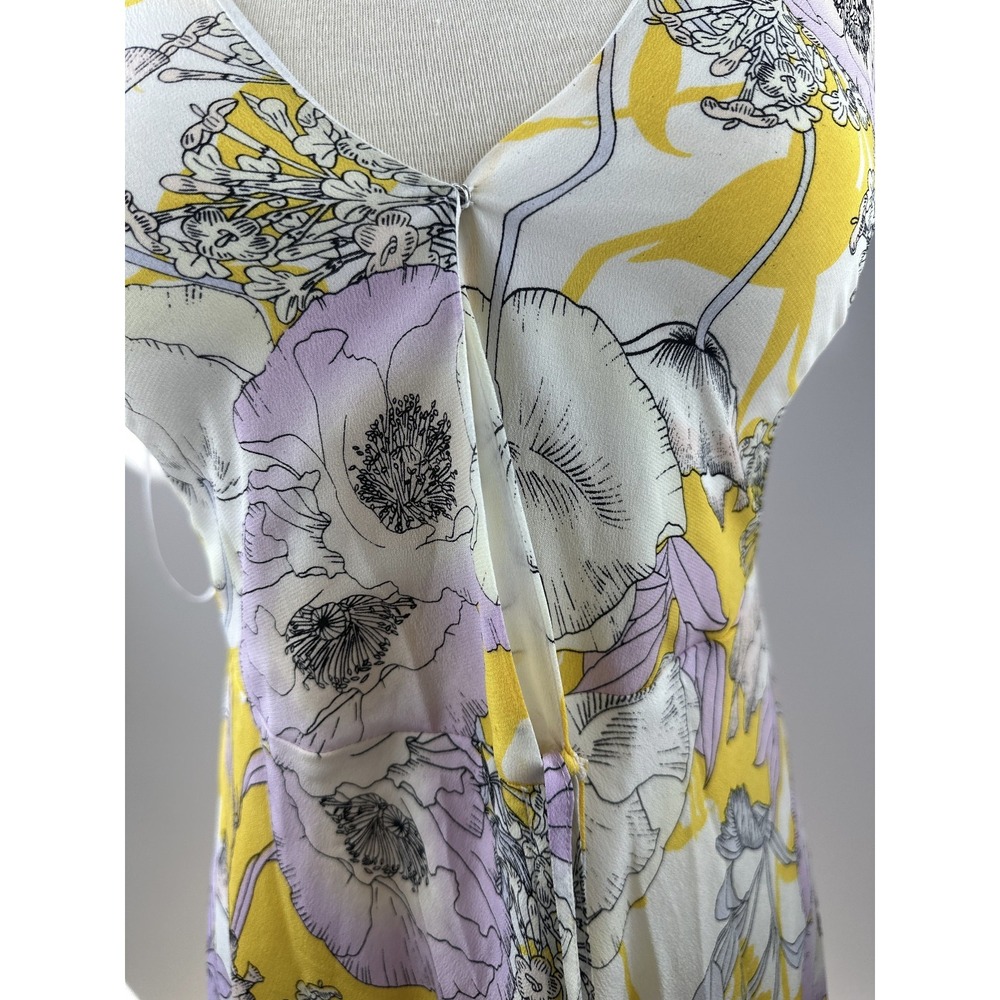 Yumi Kim Anthropologie Silk Floral Maxi Dress Rush Hour Wrap Tie Front Yellow XS - Picture 7 of 16